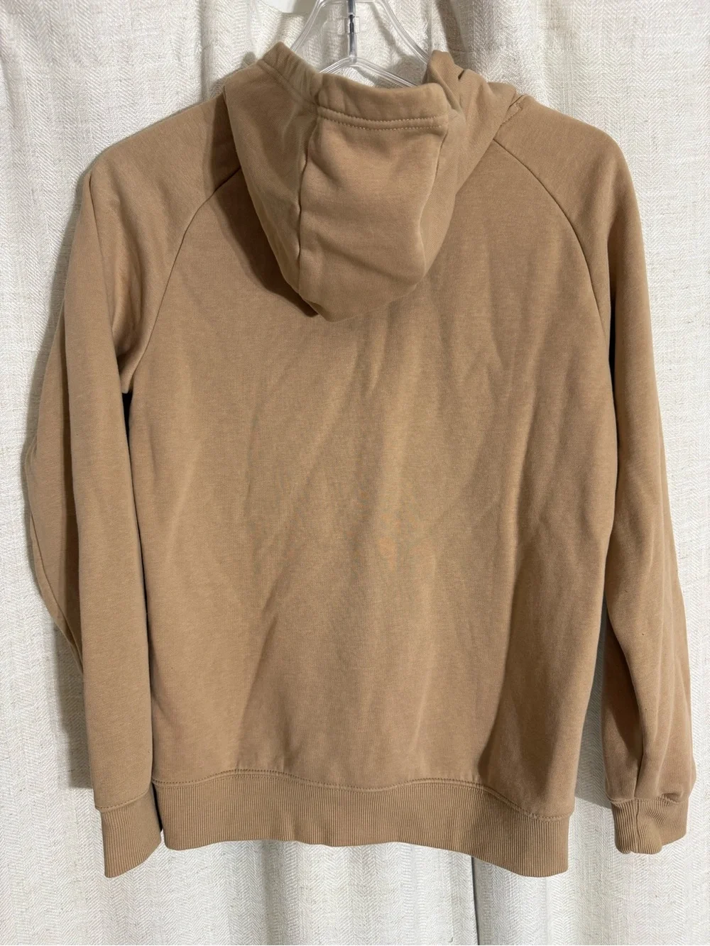 Nike boys Tan Pullover Hoodie with White Swoosh Graphic